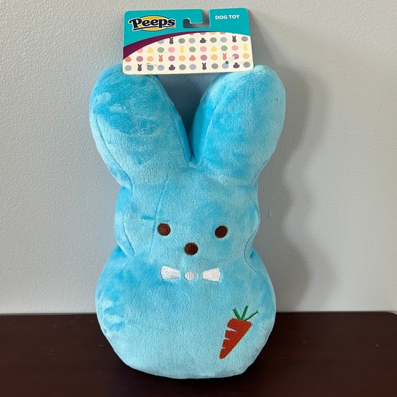Fetch For‎ Pets PEEPS 12" Dress Up Bunny Plush Squeaker Blue Carrot Dog Toy NEW - Picture 1 of 5